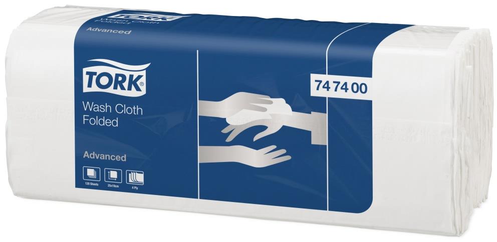 115264 Tork 747400 Vaskeklut TORK Advance 25x19 hvit (120) Tekstilliknende og sv&#230;rt myk vaskeklut